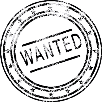 Stempel met tekst Wanted